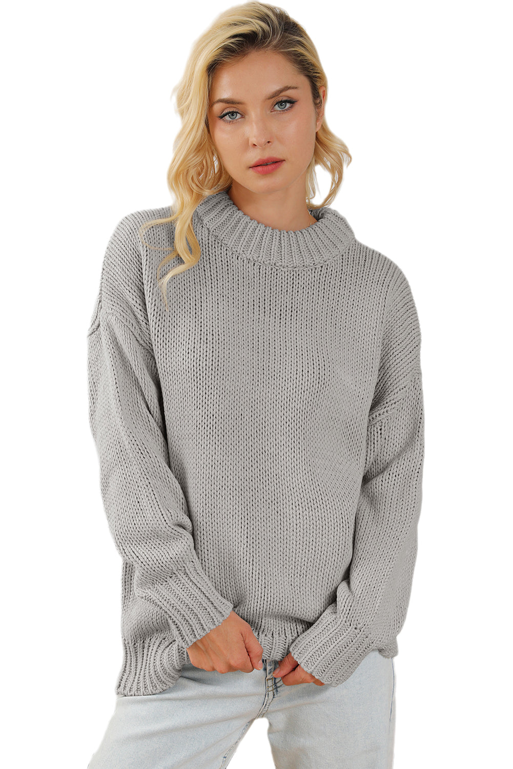Chunky Drop-Shoulder Turtleneck Sweater