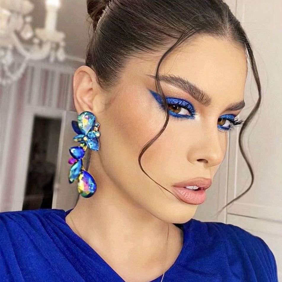Rhinestone Floral Dangle Earrings