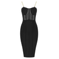 Mesh Spaghetti-Strap Bodycon Dress