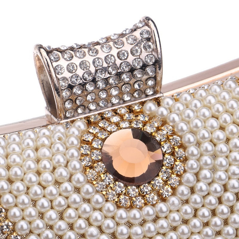 Rhinestones Tassel Clutch | Diamonds Beaded Metal Chain Shoulder Clutch