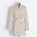 Hollow Out Backless Design Slim Blazers For Women Solid Long Sleeve High Waist Jackets