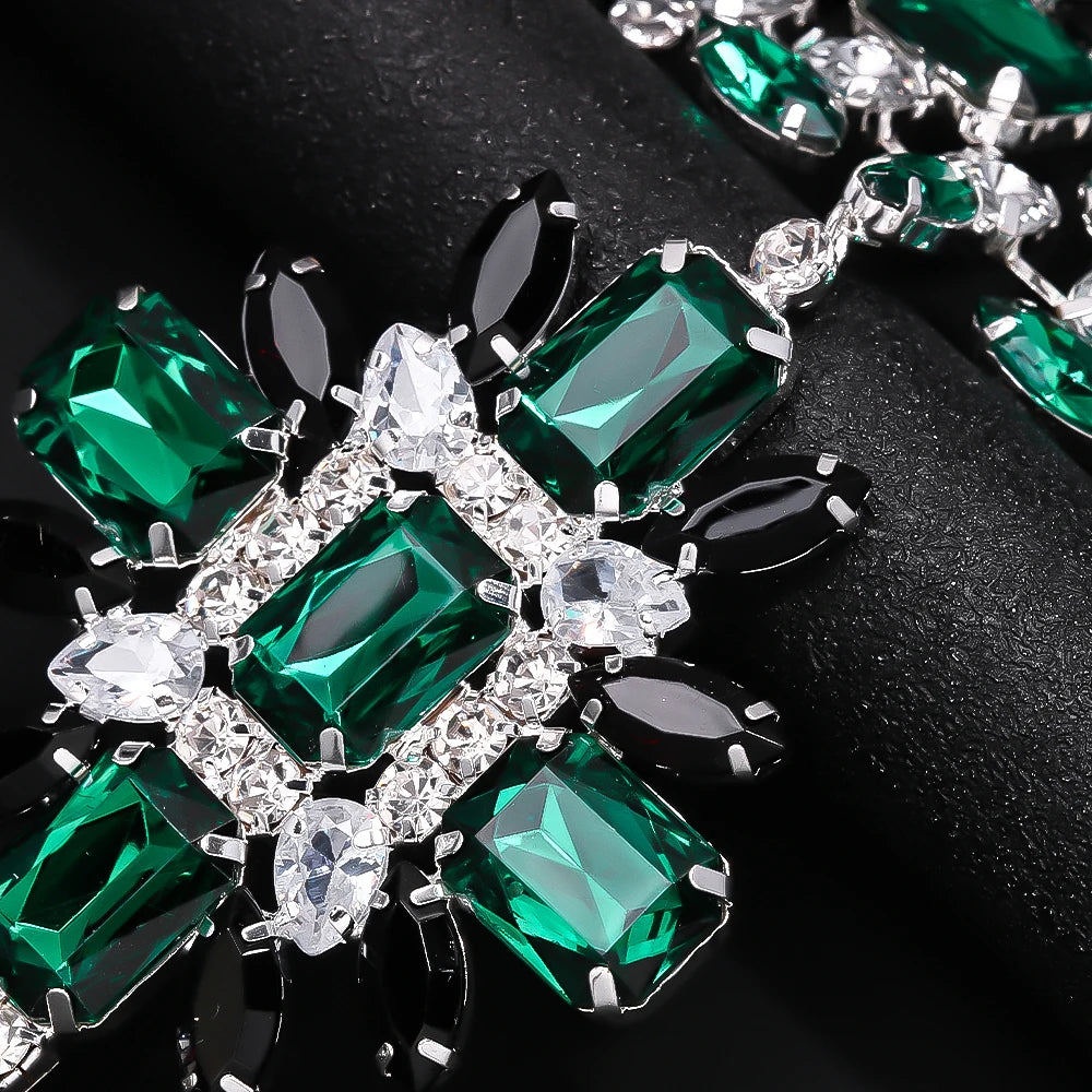 Rhinestone Cross Statement Necklace Set