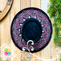 Black Oval Mitla Velvet Hat - Hand Painted Hat