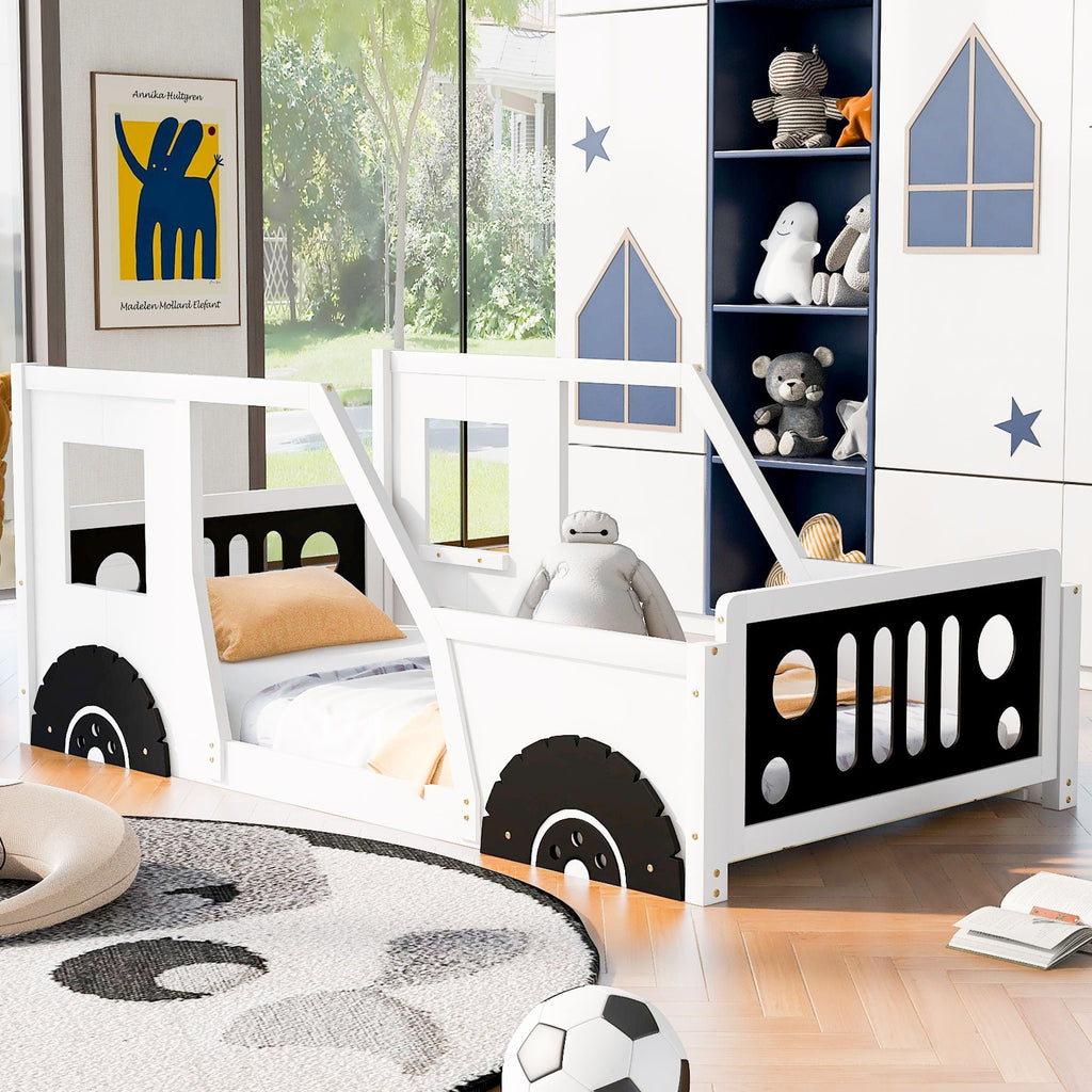 Classic Car Shaped Platform Bed with Wheels - Twin or Full Size