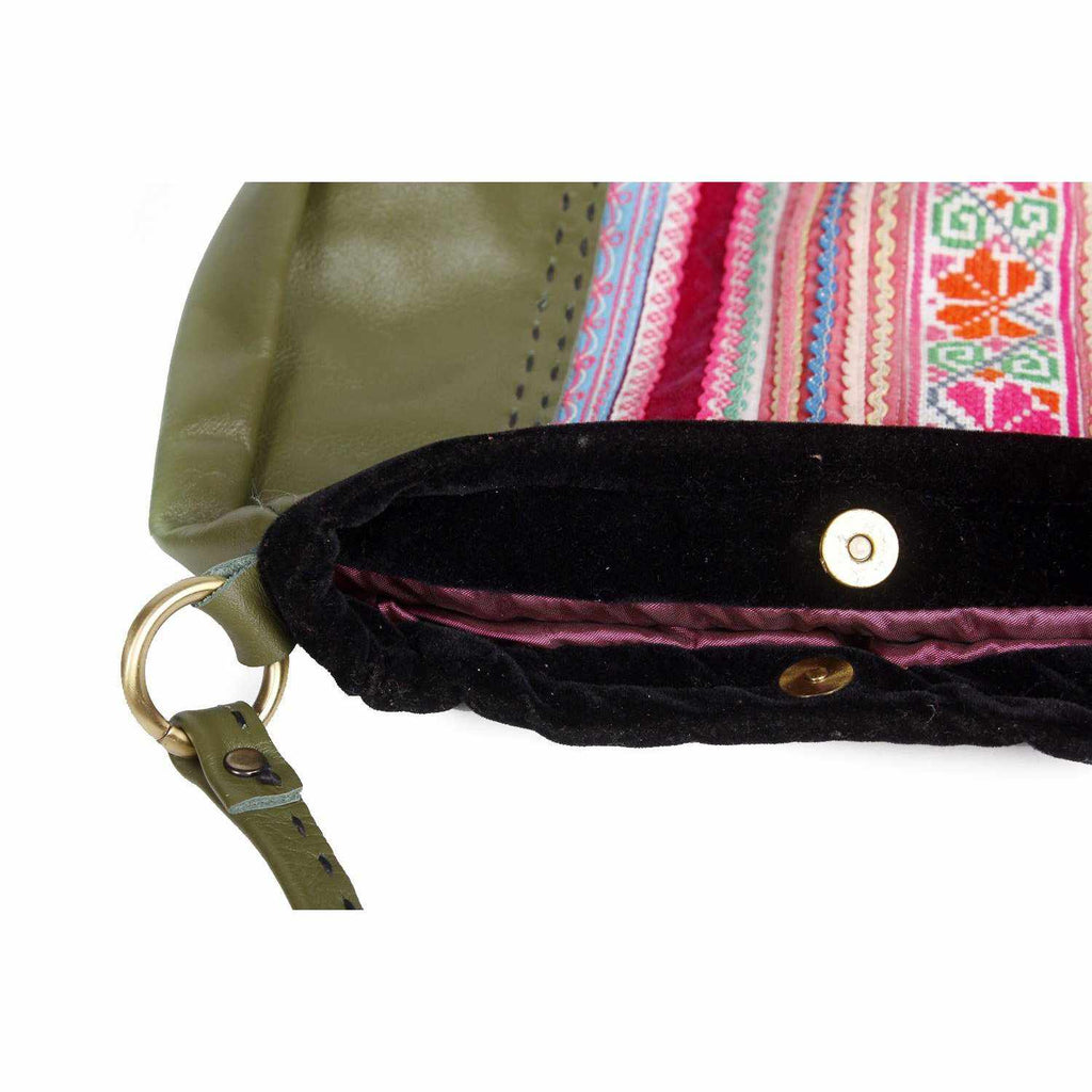 Leather Embroidered Crossbody Bag - Thailand