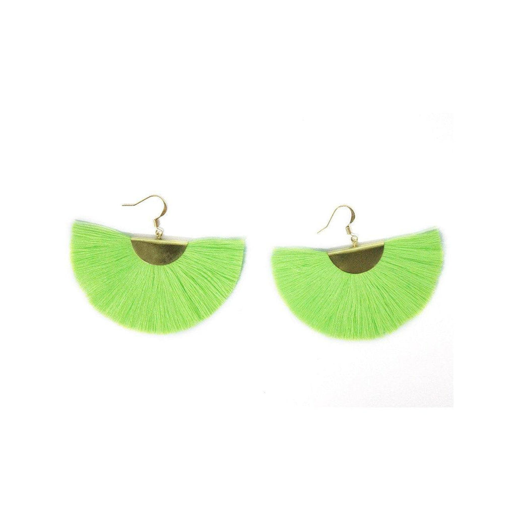 Cleo Fan Boho Colorful Brass Earrings - Thailand