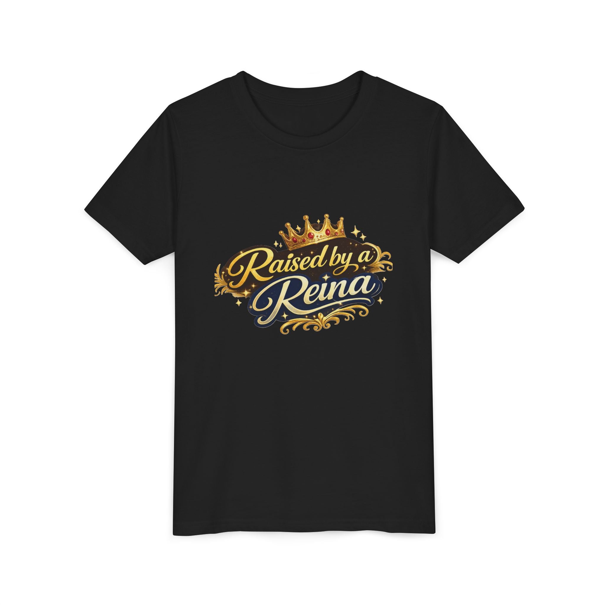 Youth Tee — "Raised by a Reina" Crowned Princess Shirt