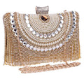Rhinestones Tassel Clutch | Diamonds Beaded Metal Chain Shoulder Clutch