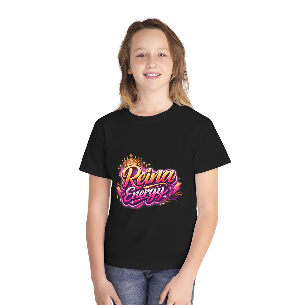 Reina Energía Youth Tee — Bright Crowned “Reina Energía” Graphic Shirt for Girls