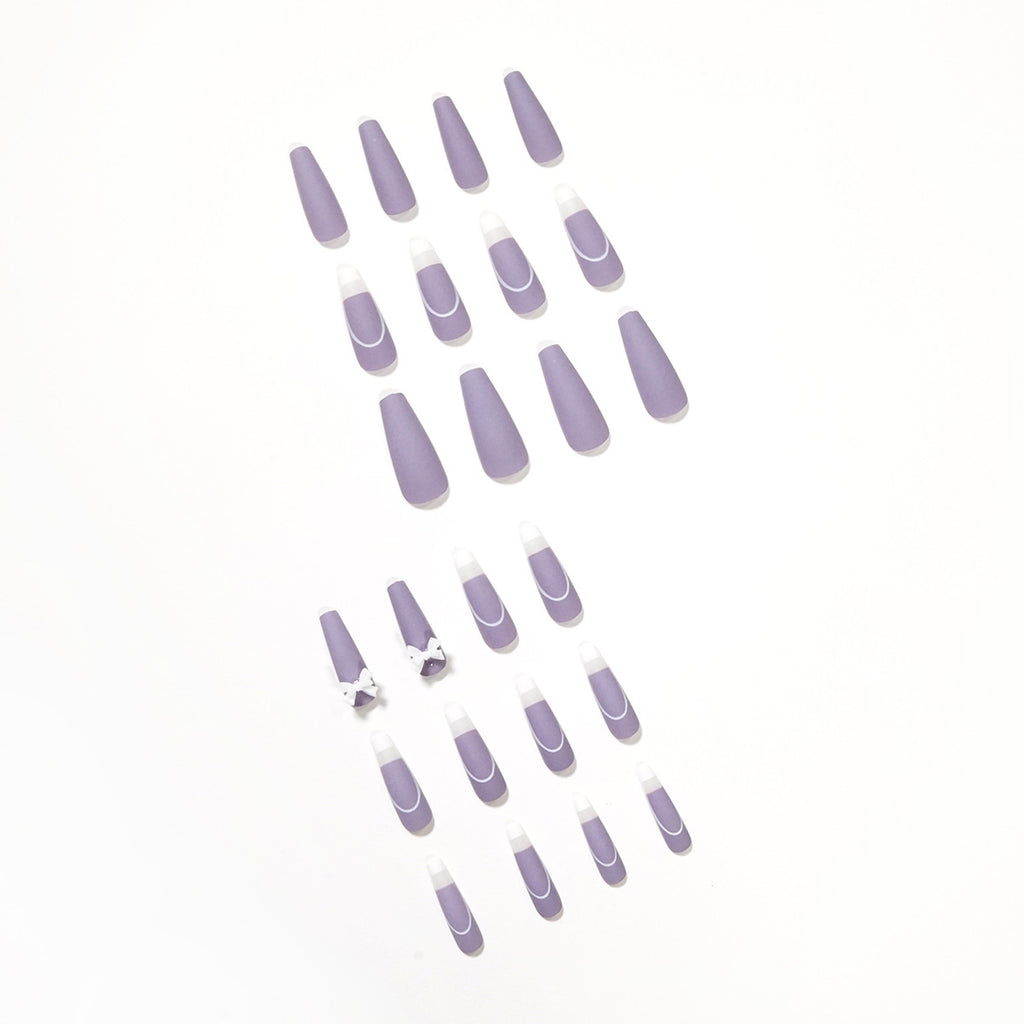 Purple French Bow Press-On Nails