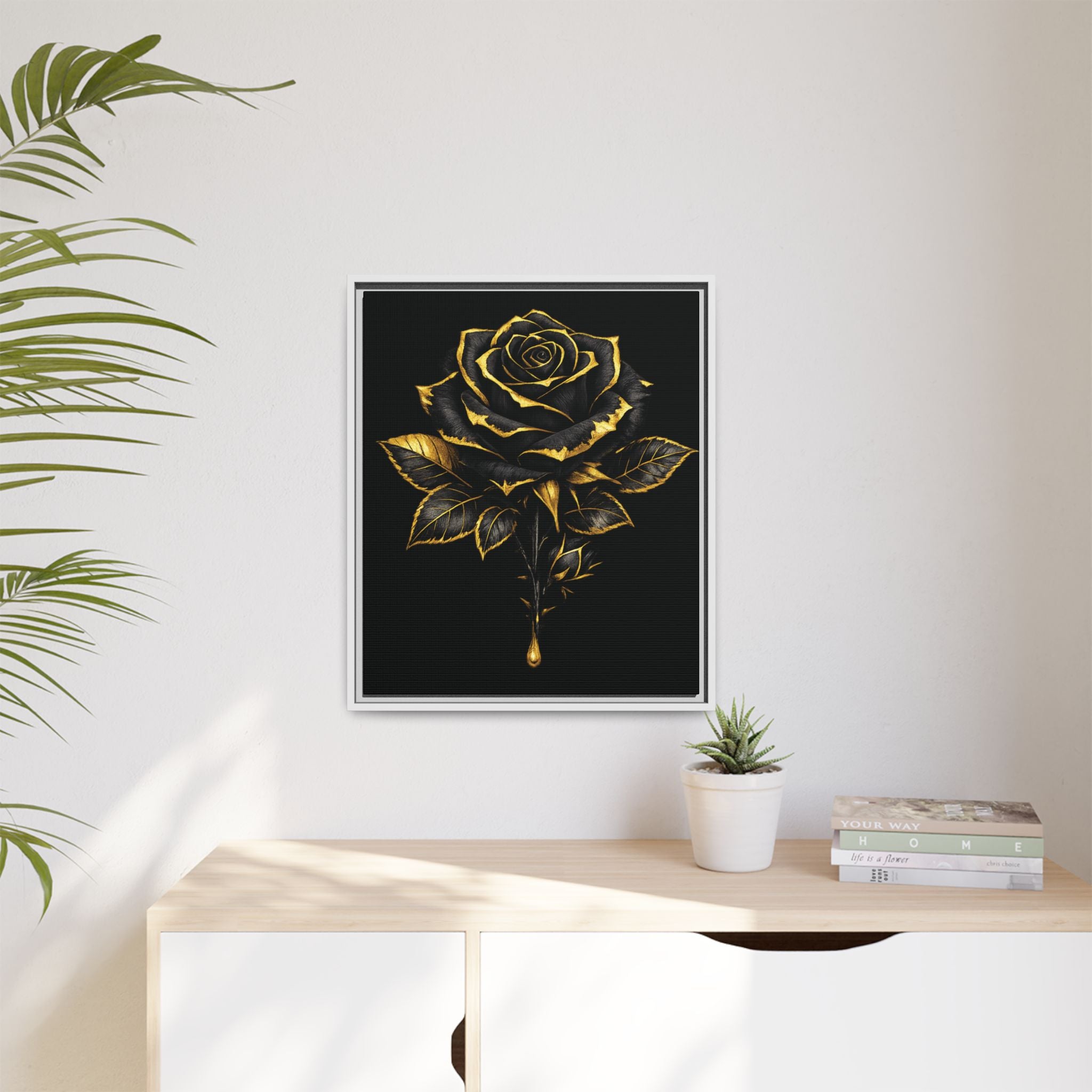 “Bloom Into Power – Gold Rose Canvas” Matte Canvas Wall Art