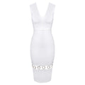 Sexy Sleeveless New Long Length Bandage Dress Women Hollow out V-Neck White Dresses Dress Bodycon Wedding Party Wear