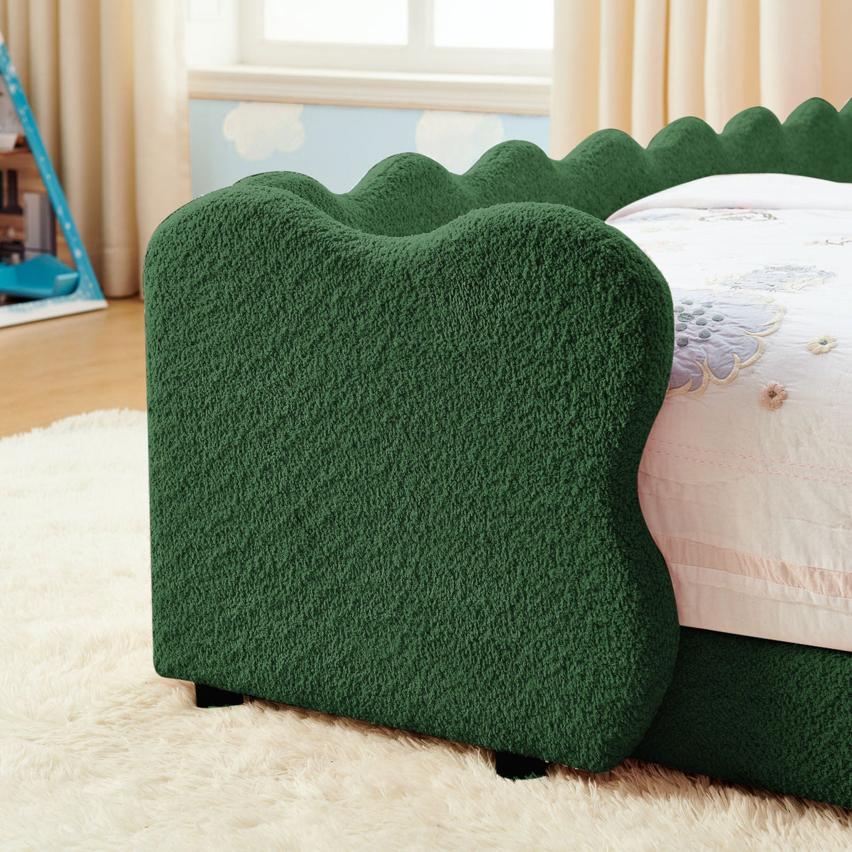 Dinosaur Shaped Toddler Bed with Safety Guardrail - Twin Upholstered Bed