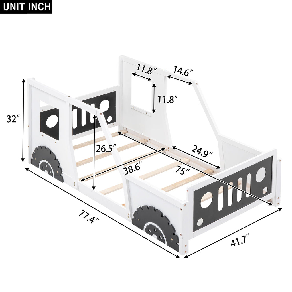 Classic Car Shaped Platform Bed with Wheels - Twin or Full Size