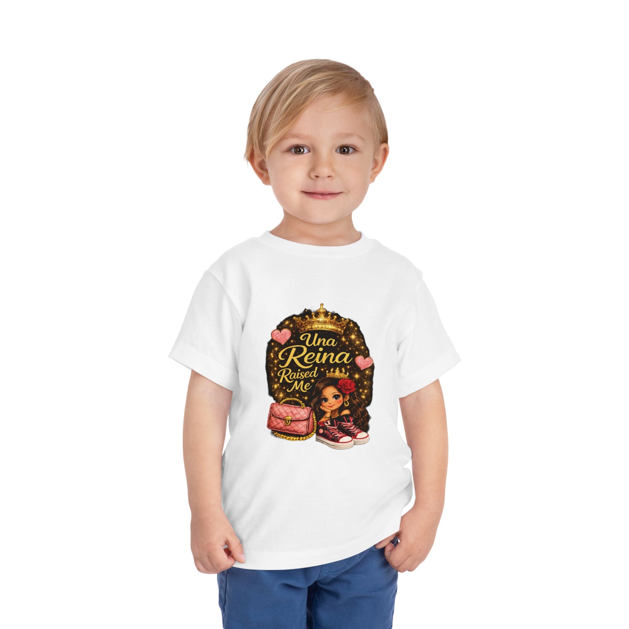 Toddler Tee — "Una Reina Raised Me" Cute Latina Princess Graphic