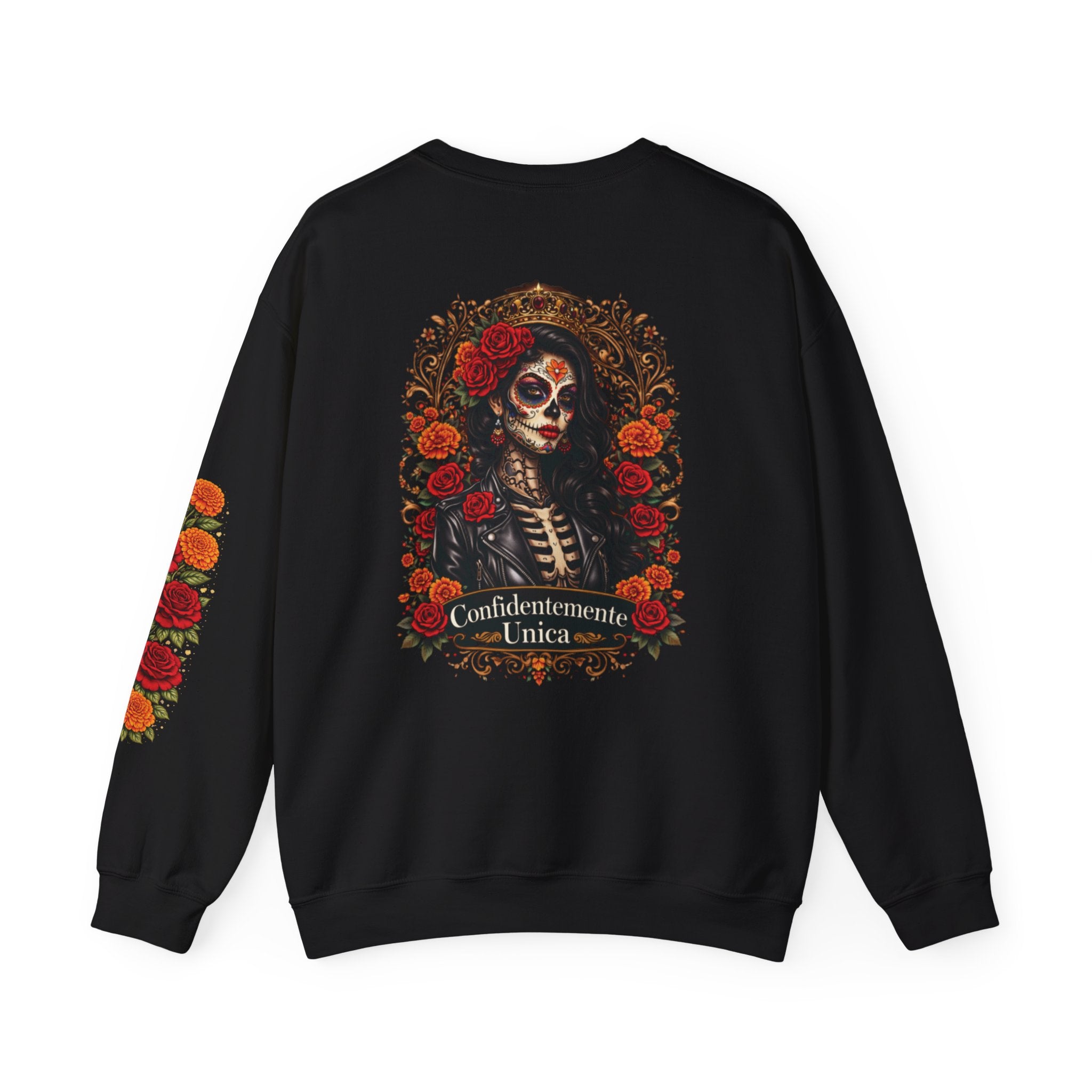 "Confidentemente única" Floral Sugar Skull Pullover Sweatshirt