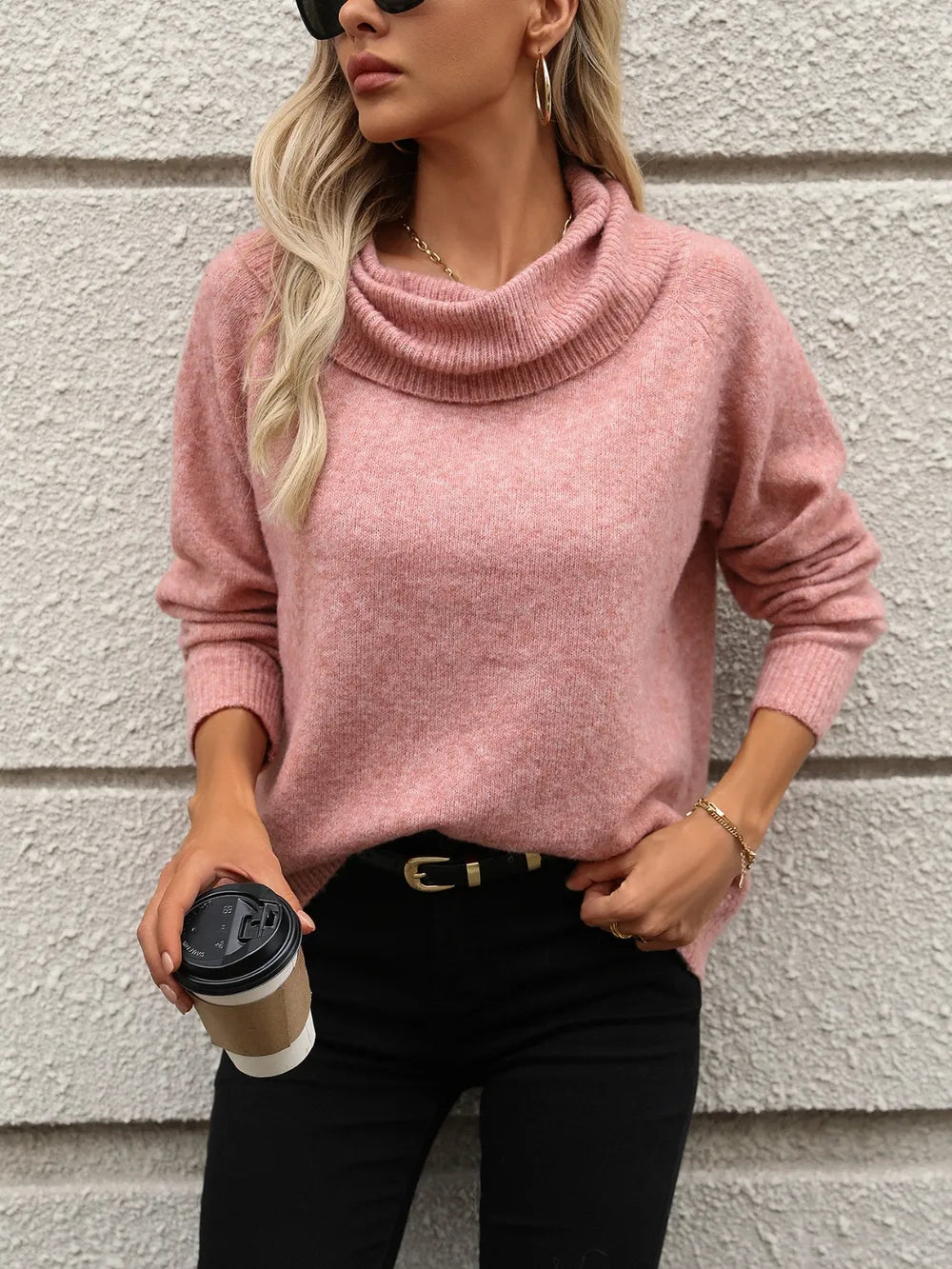 Soft Stacked-Neck Sweater