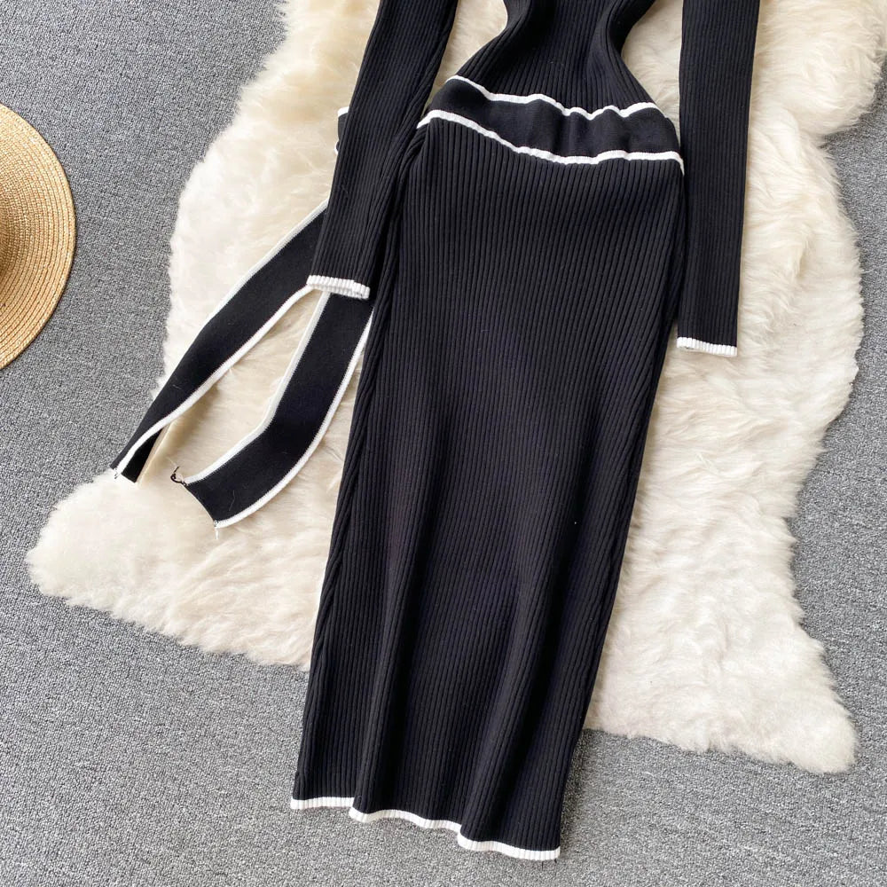 Off-Shoulder Knit Sweater Dress