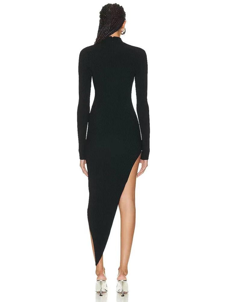 Midnight Crystal Cutout Bandage Dress