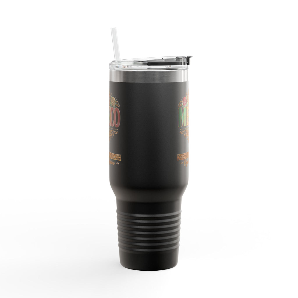 Orgullo Mexicano 40oz Insulated Travel Mug — Mexico Graphic, Vintage Floral Design