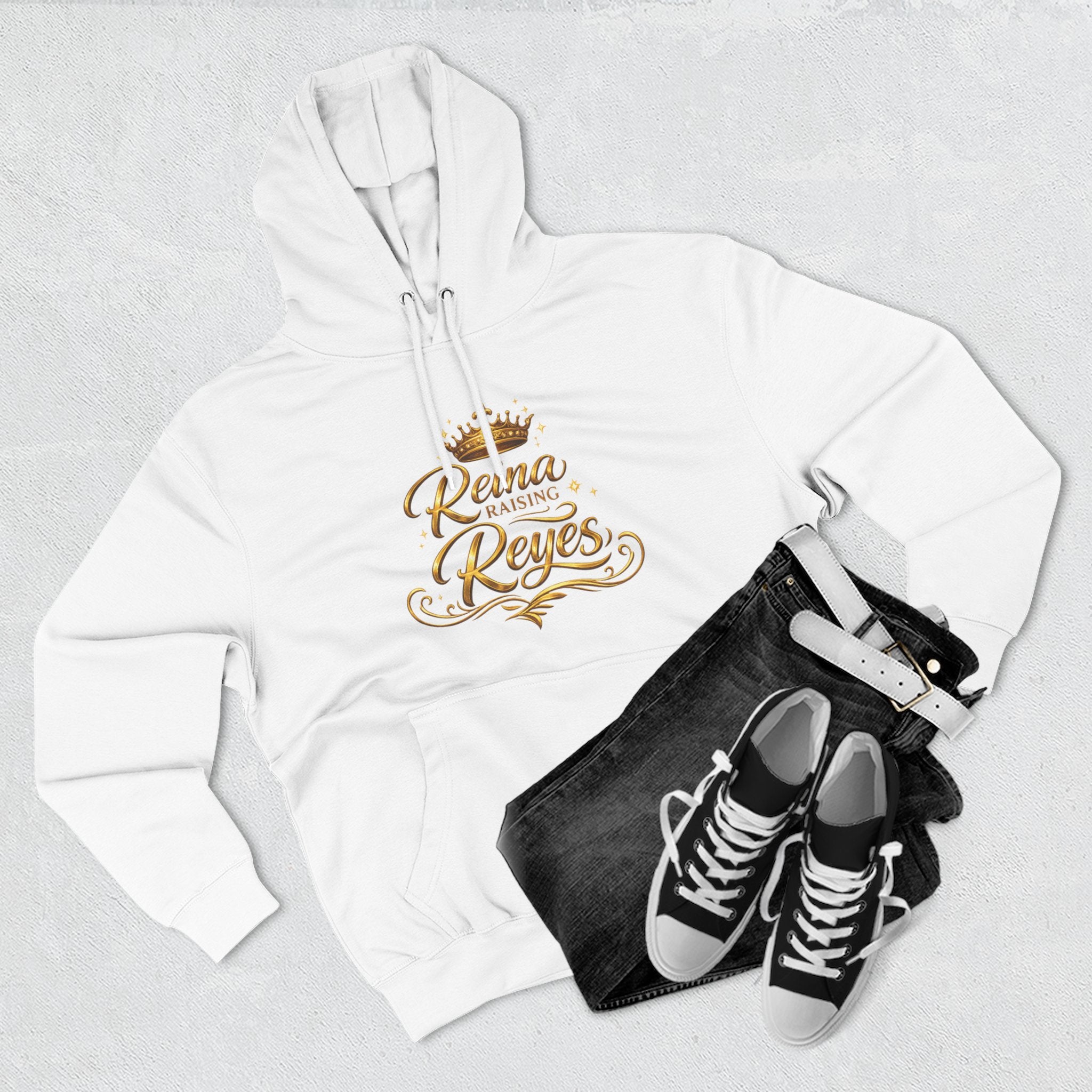 Reina Raising Reyes Hoodie | Crown Script Family Name Design
