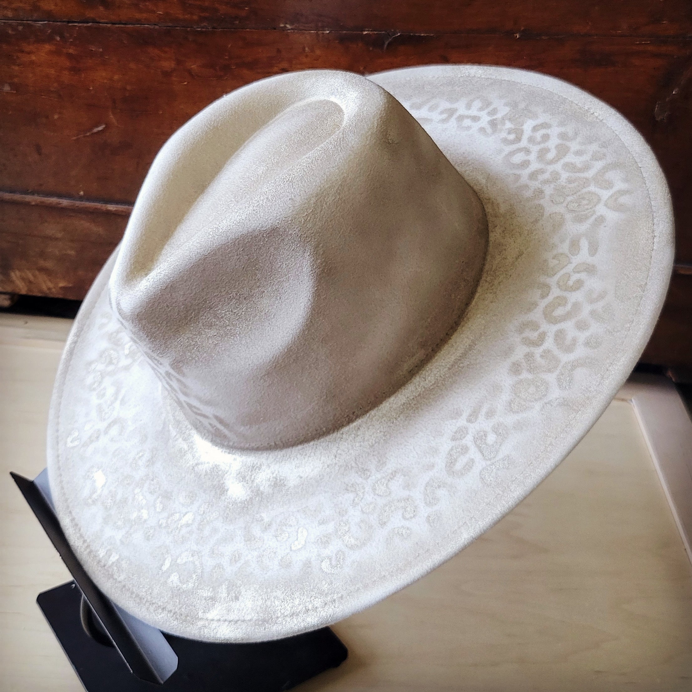 Hand-Painted Leopard Boho Western Cowgirl Hat Only-Gold 986w