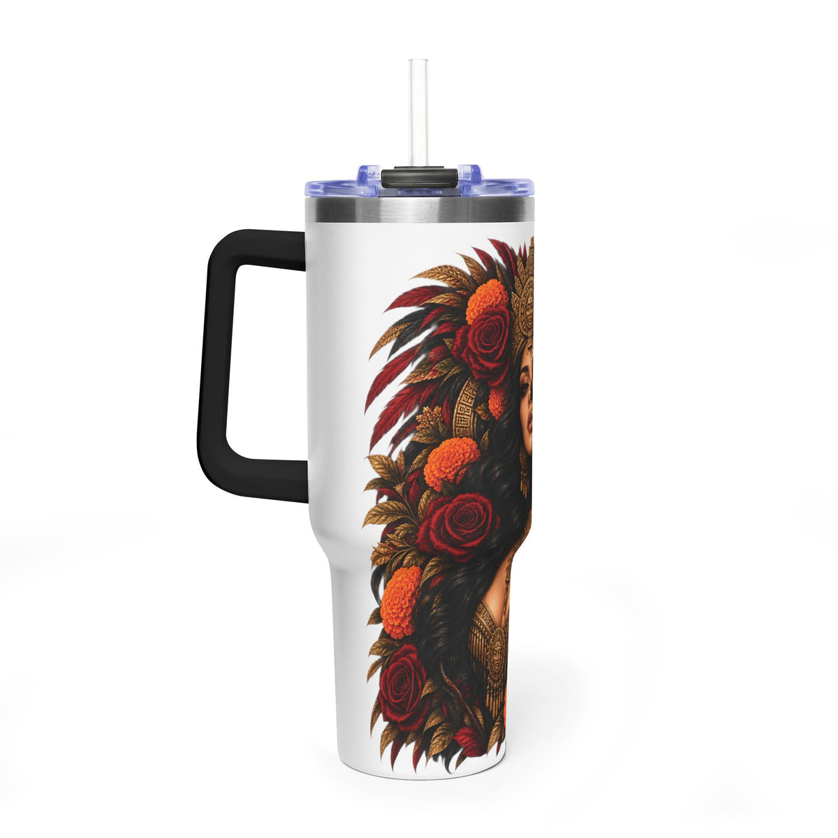 Reina Azteca: Entre Rosas y Cempasúchil | Vacuum Thermal Tumbler, 40oz
