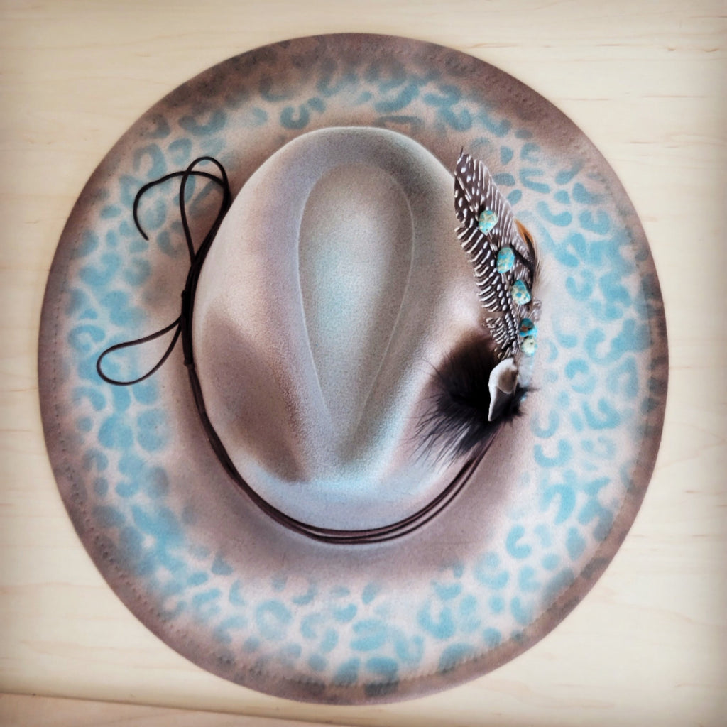 Hand-Painted Leopard Boho Western Cowgirl Hat & Band-Brown/Regalite 986t