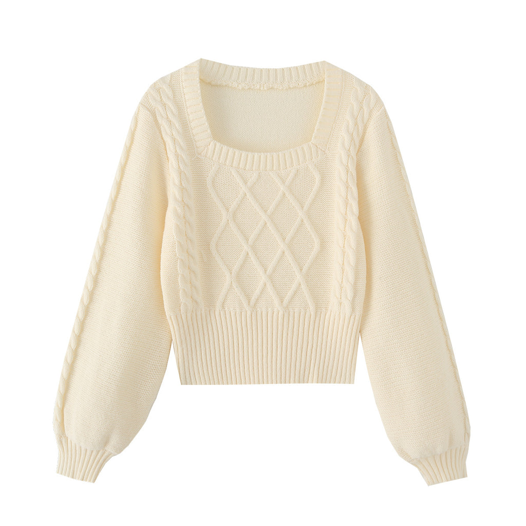 Square-Neck Long-Sleeve Sweater