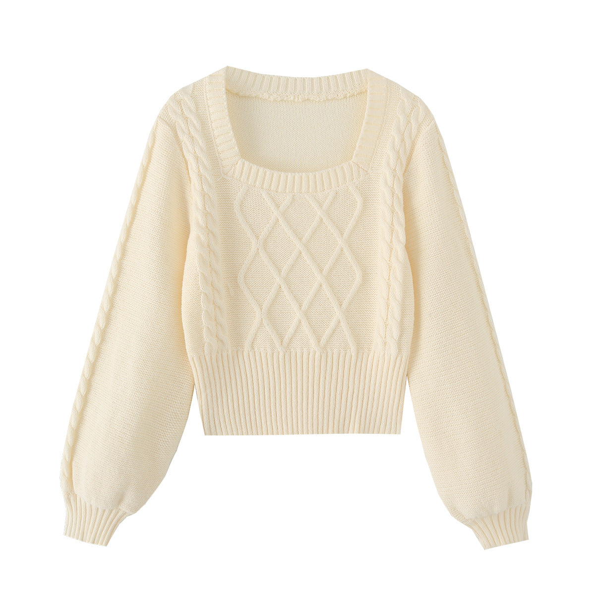Square-Neck Long-Sleeve Sweater