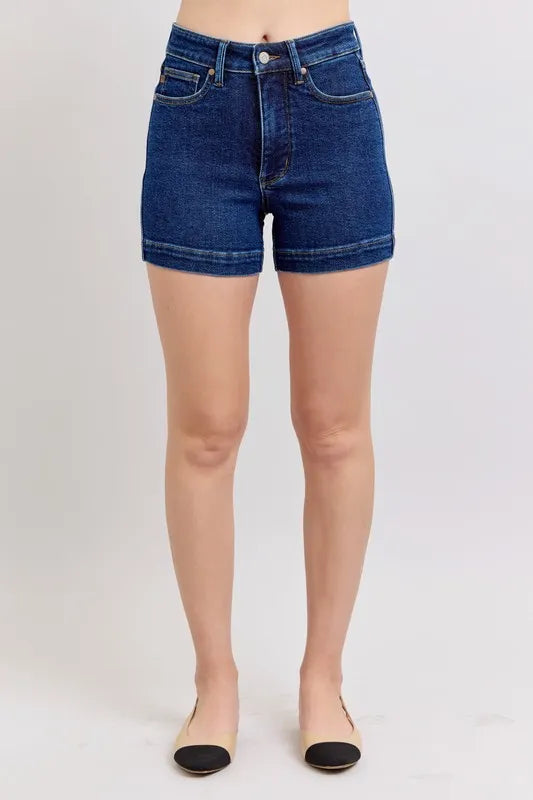 Judy Blue Size Small to 3XL High Waist Tummy Control Denim Shorts