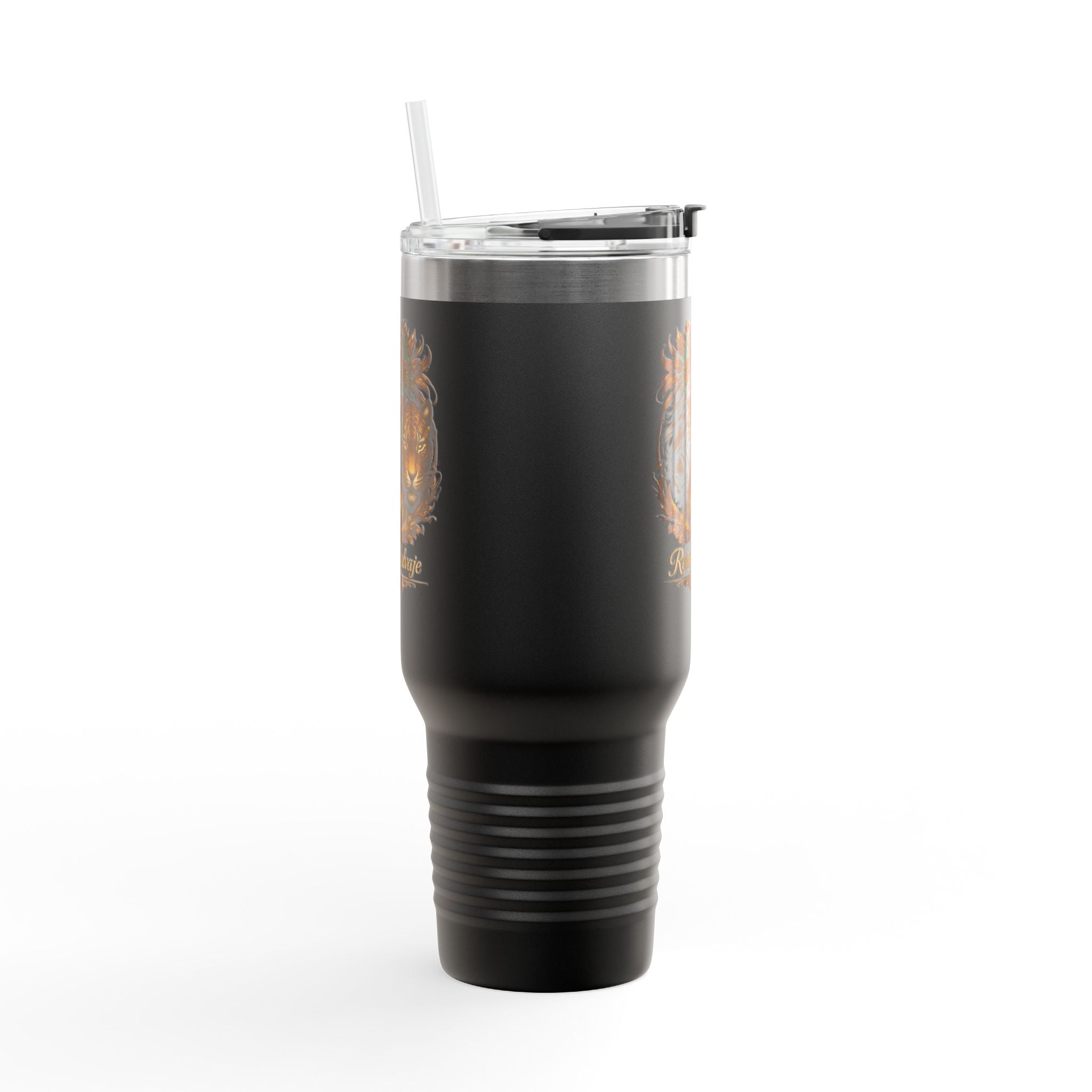 40oz Insulated Travel Mug — Reina Salvaje – Jaguar Queen, Custom Name Option