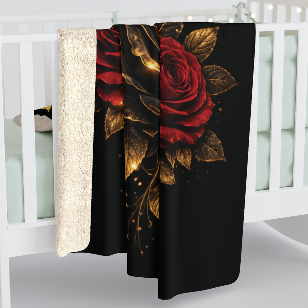 Bloom Like a Queen Sherpa Blanket — Floral Crown Throw with Spanish "Hecha para Florecer"
