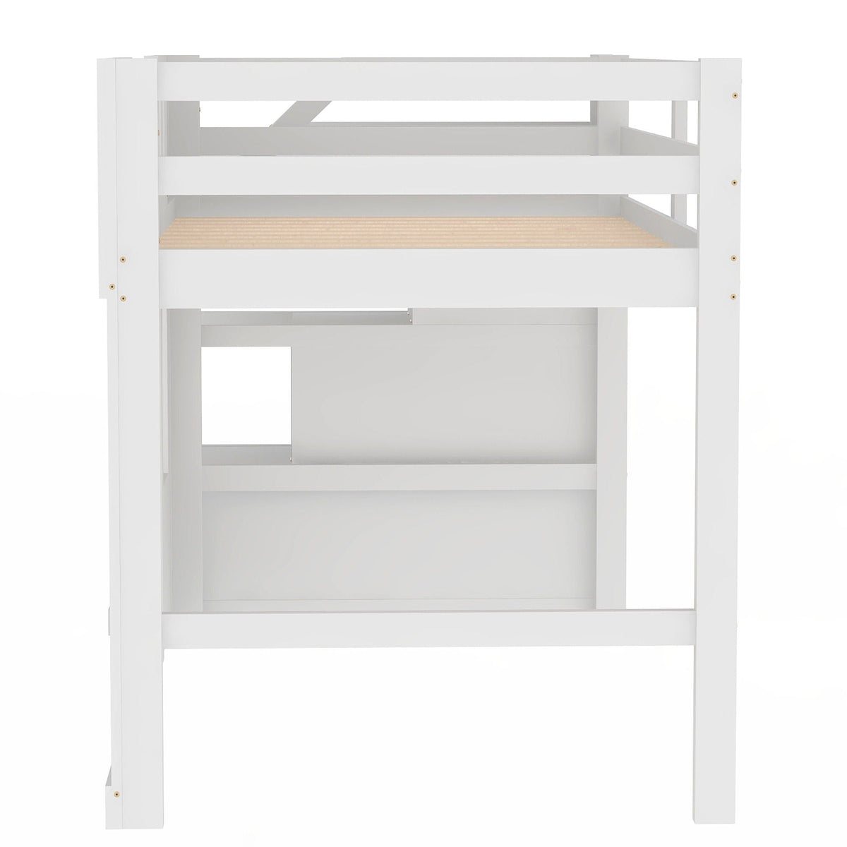 Loft Bed With Storage Staircase and Windows - Twin Size