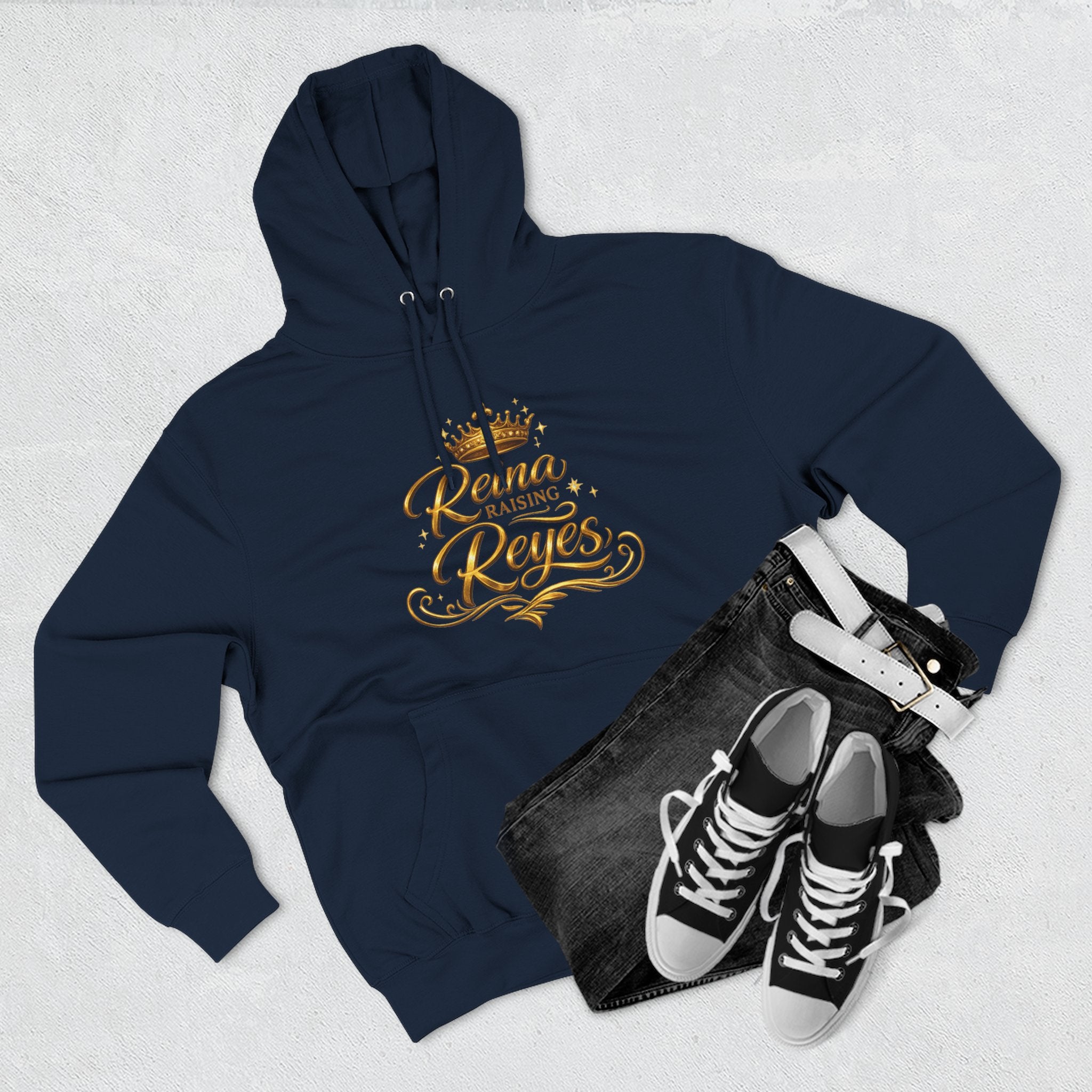 Reina Raising Reyes Hoodie | Crown Script Family Name Design