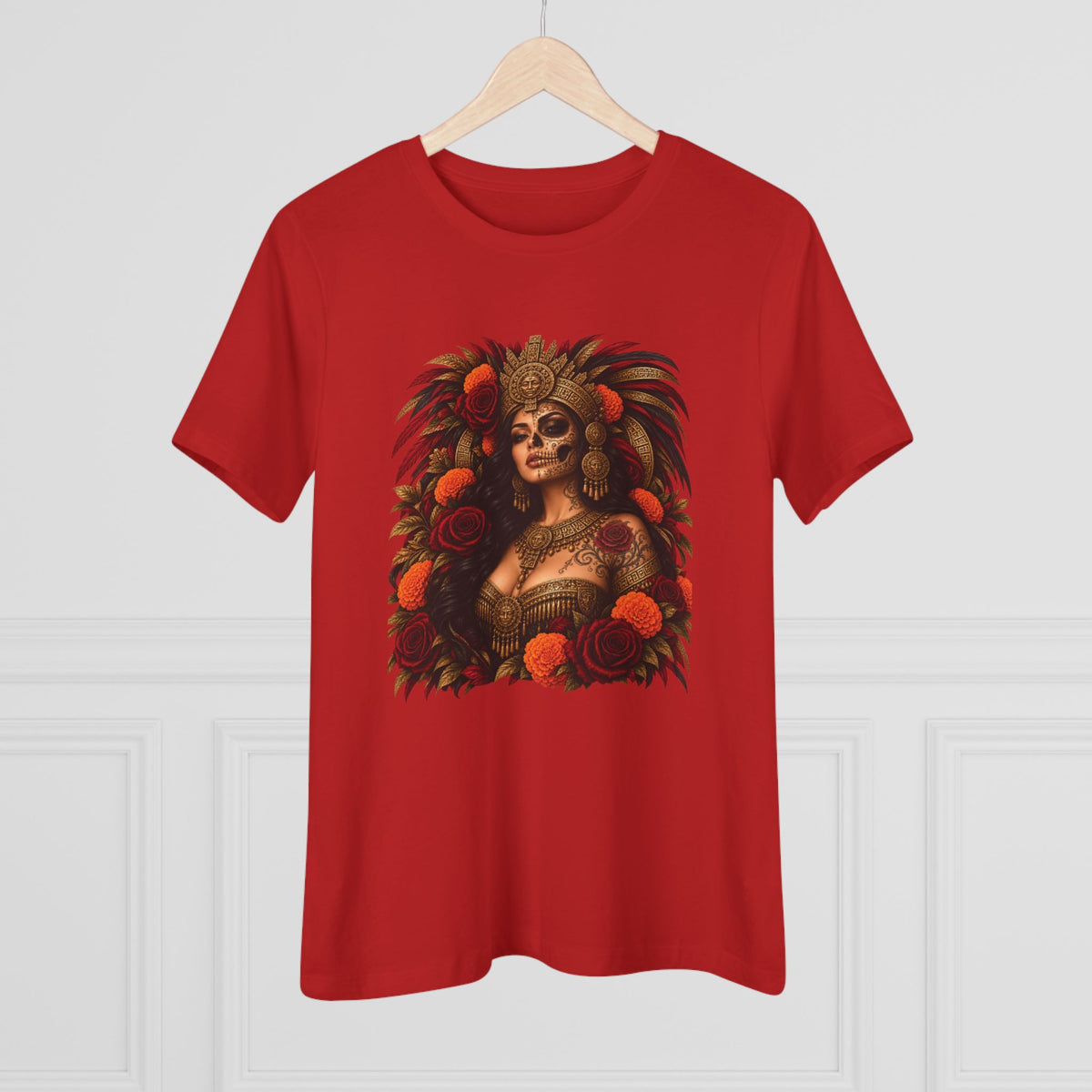 Reina Azteca: Entre Rosas y Cempasúchil | Women's Cotton Tee