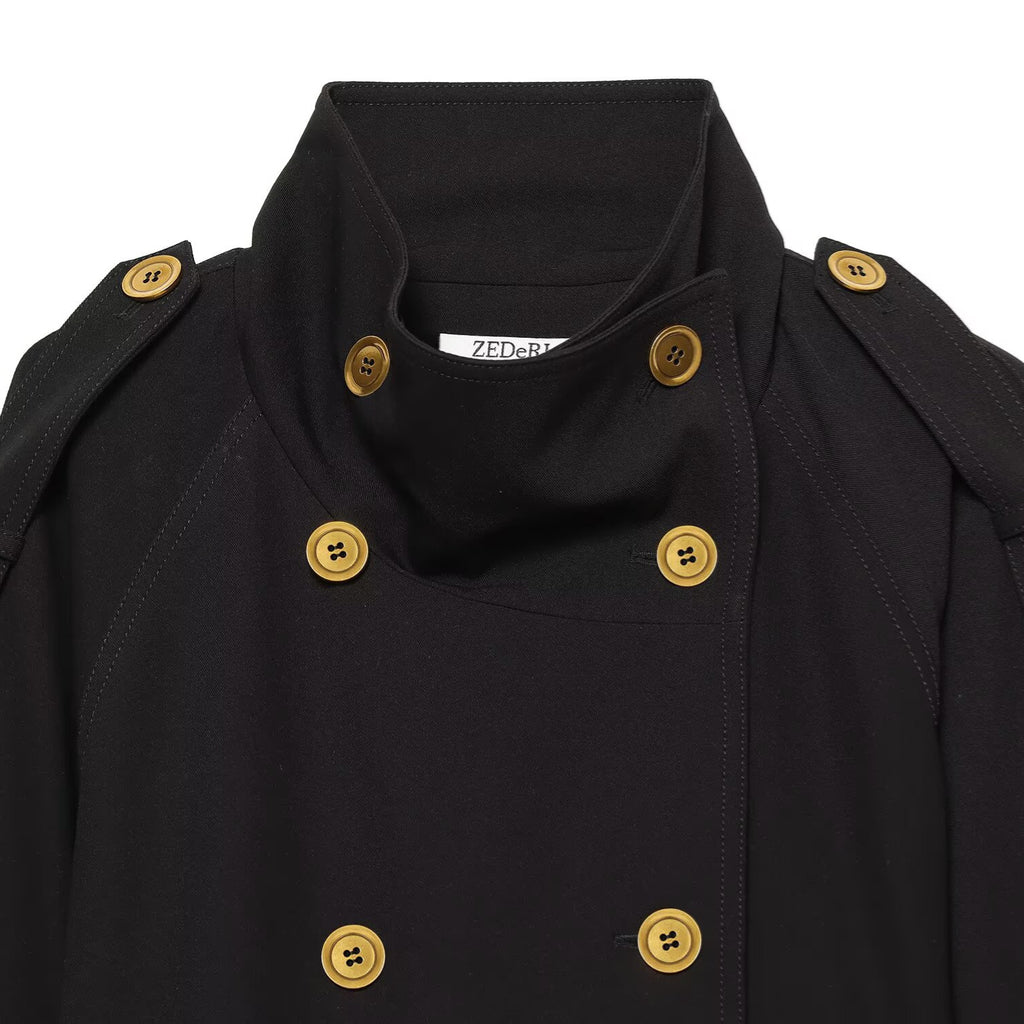 French design double breasted trench coat jacket