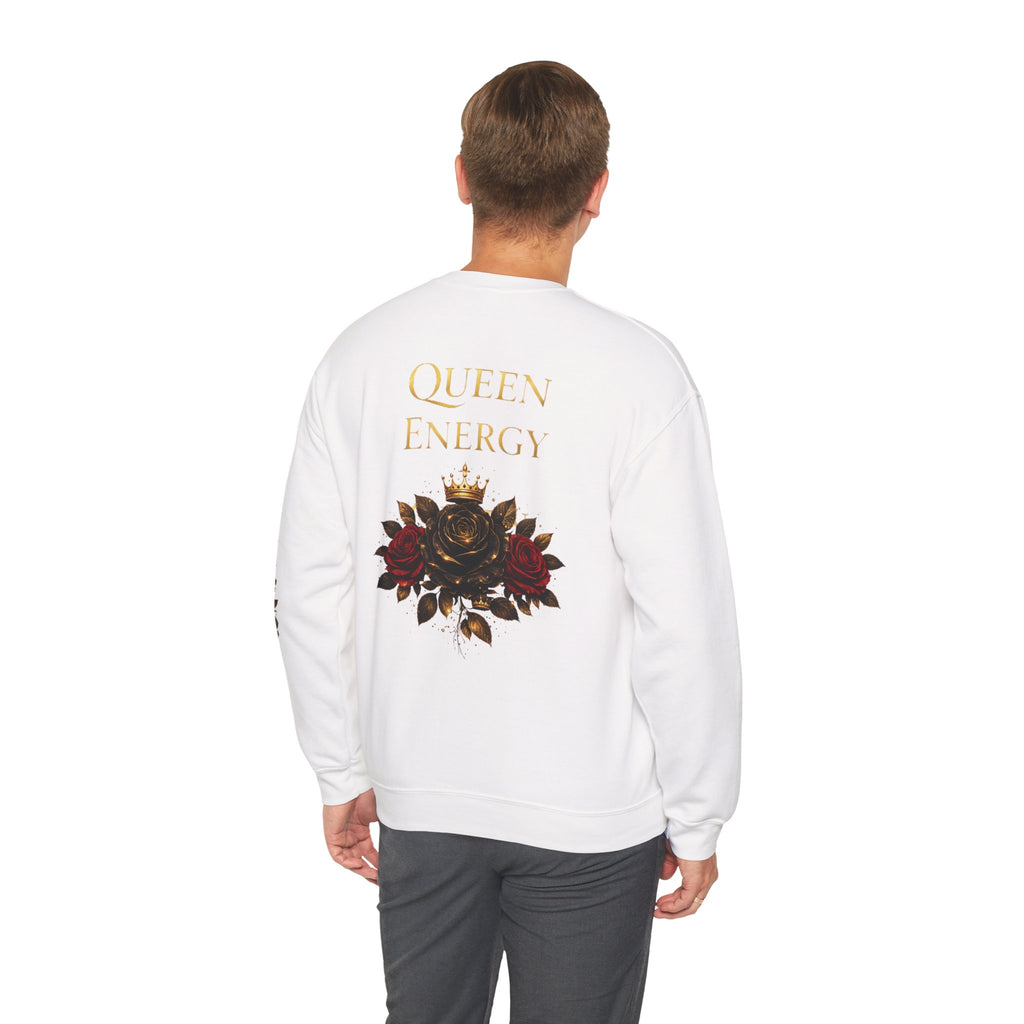Queen Energy Crewneck Sweatshirt — Floral Crown Rose Graphic