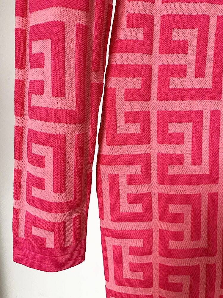 Rose Jacquard Knit Midi Dress