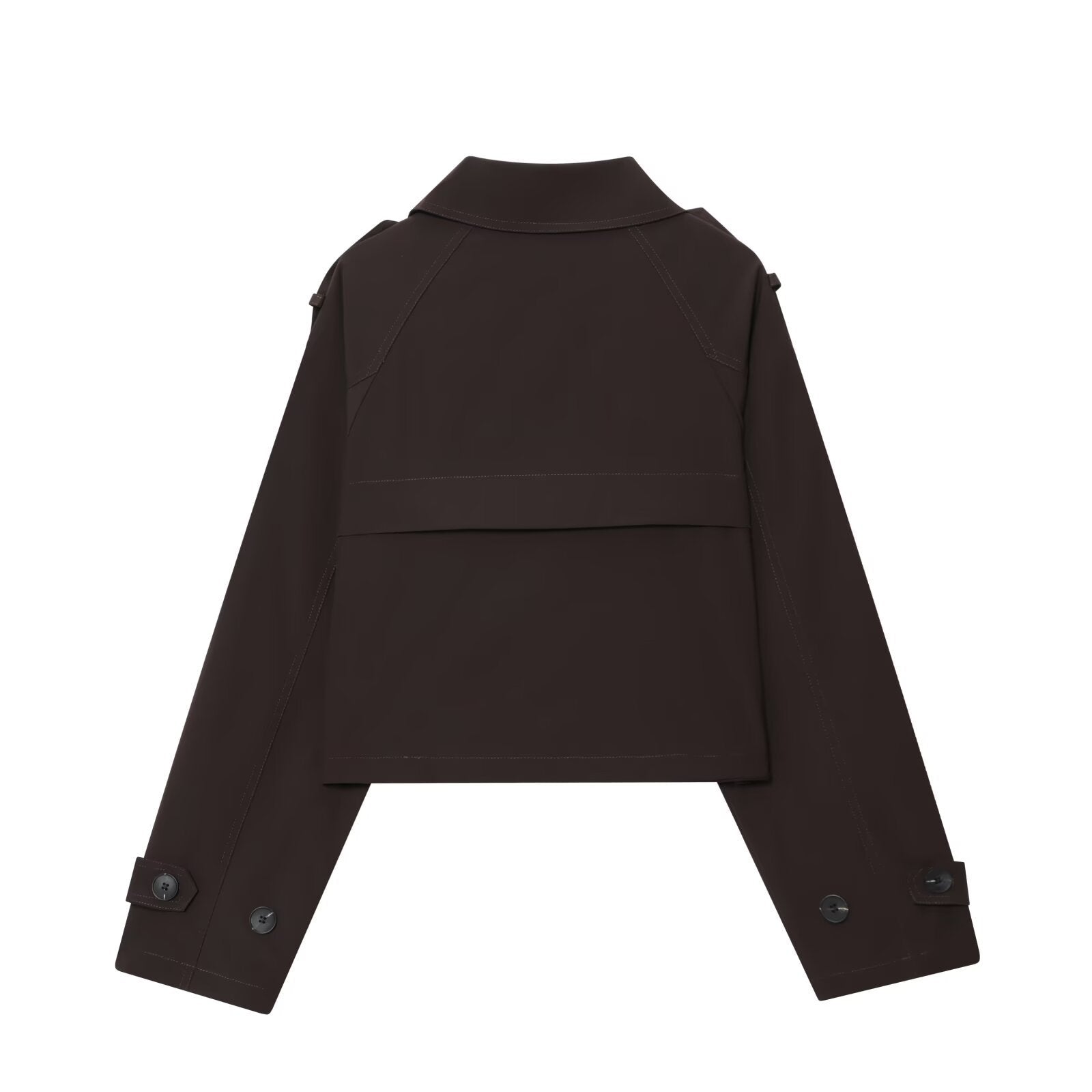 Street double breasted short lapel trench coat jacket