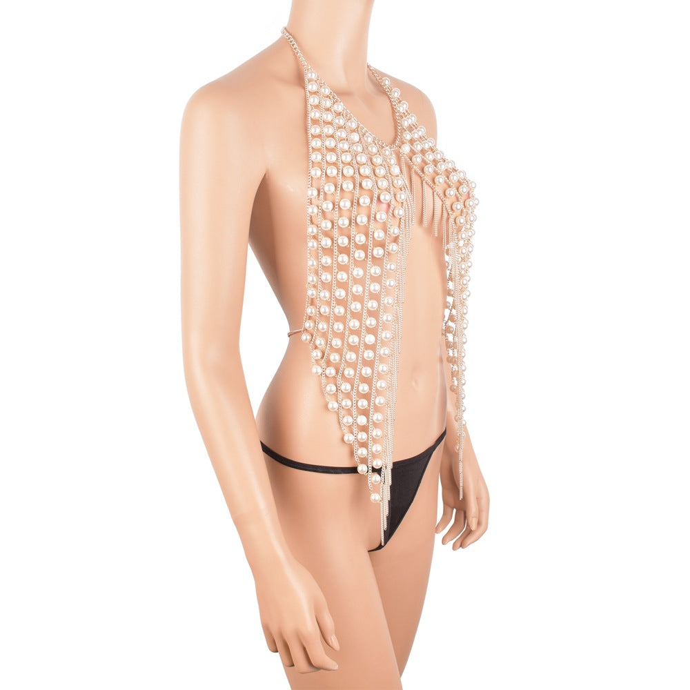 Layered Pearl Statement Body Necklace