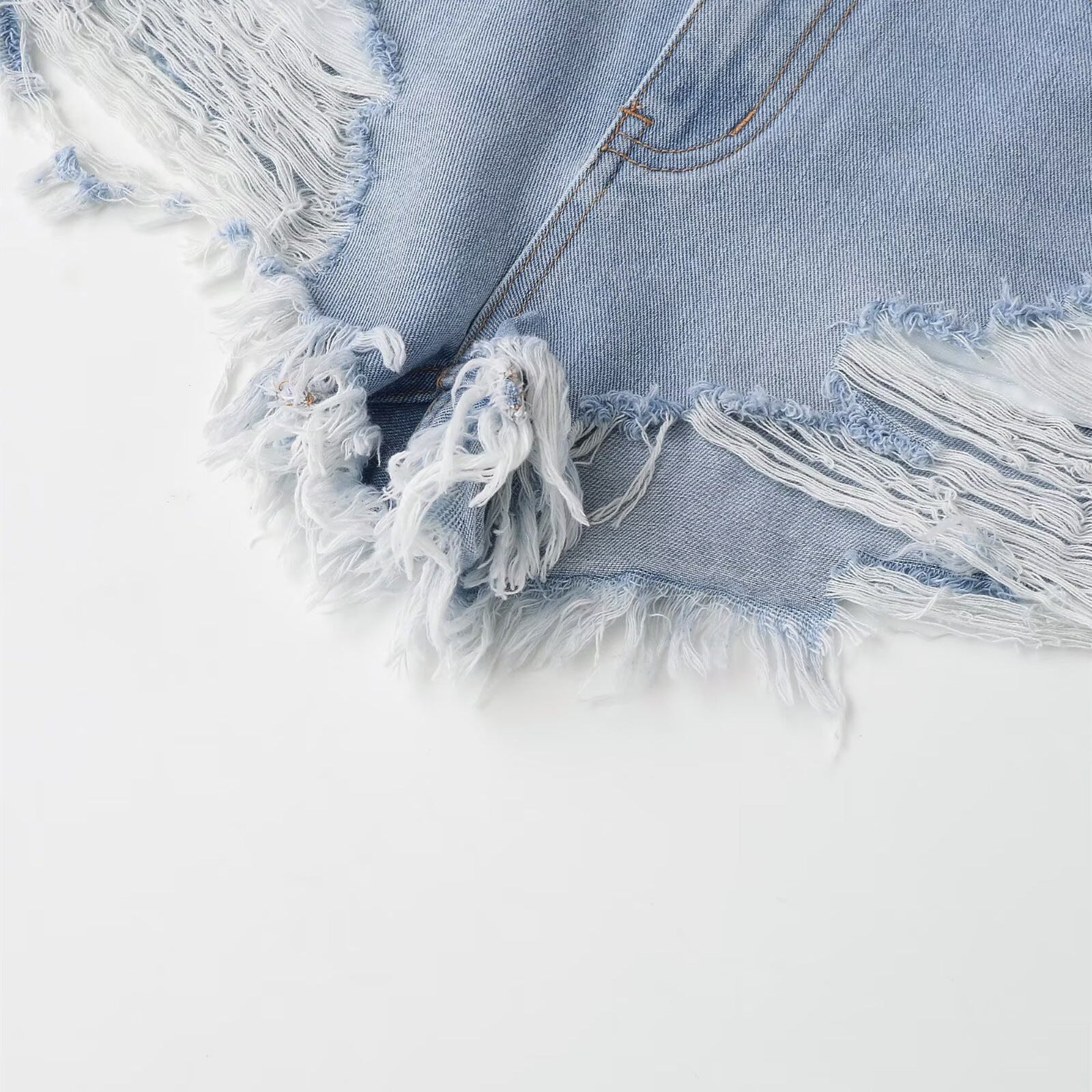 Hot girl high waisted curved edge jeans