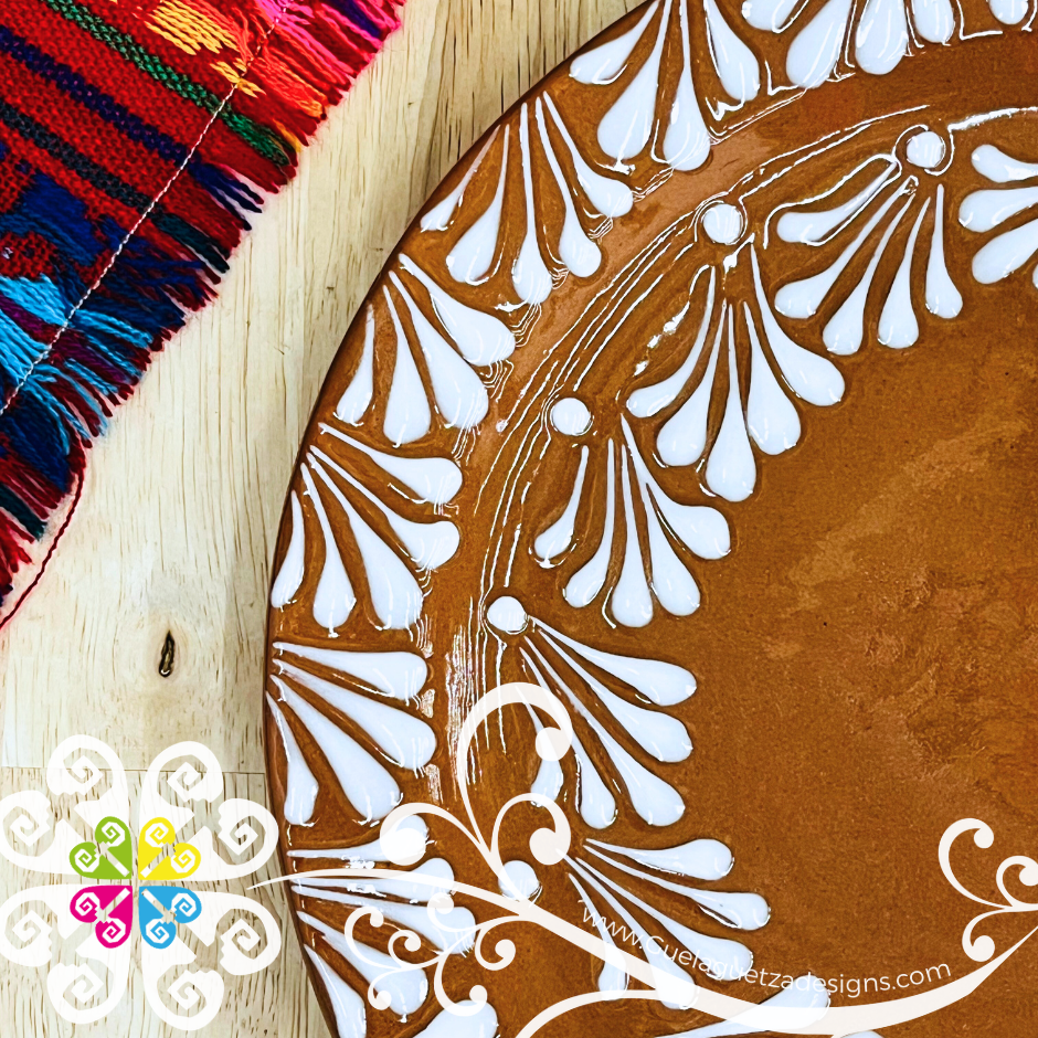 Natural with White Espiga Serving Tray - Clay Plate
