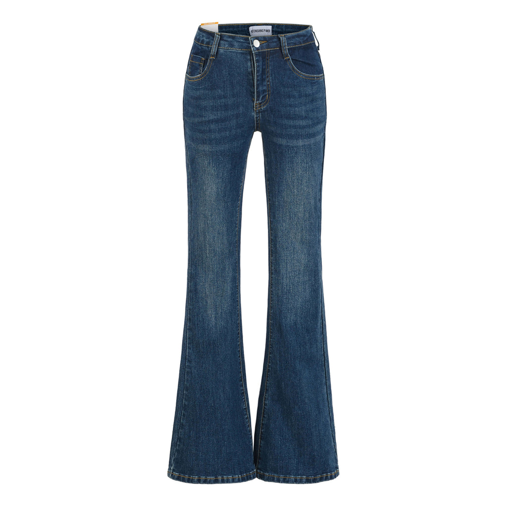 Womens Stylish Slim-fit Distressed Flared Jeans