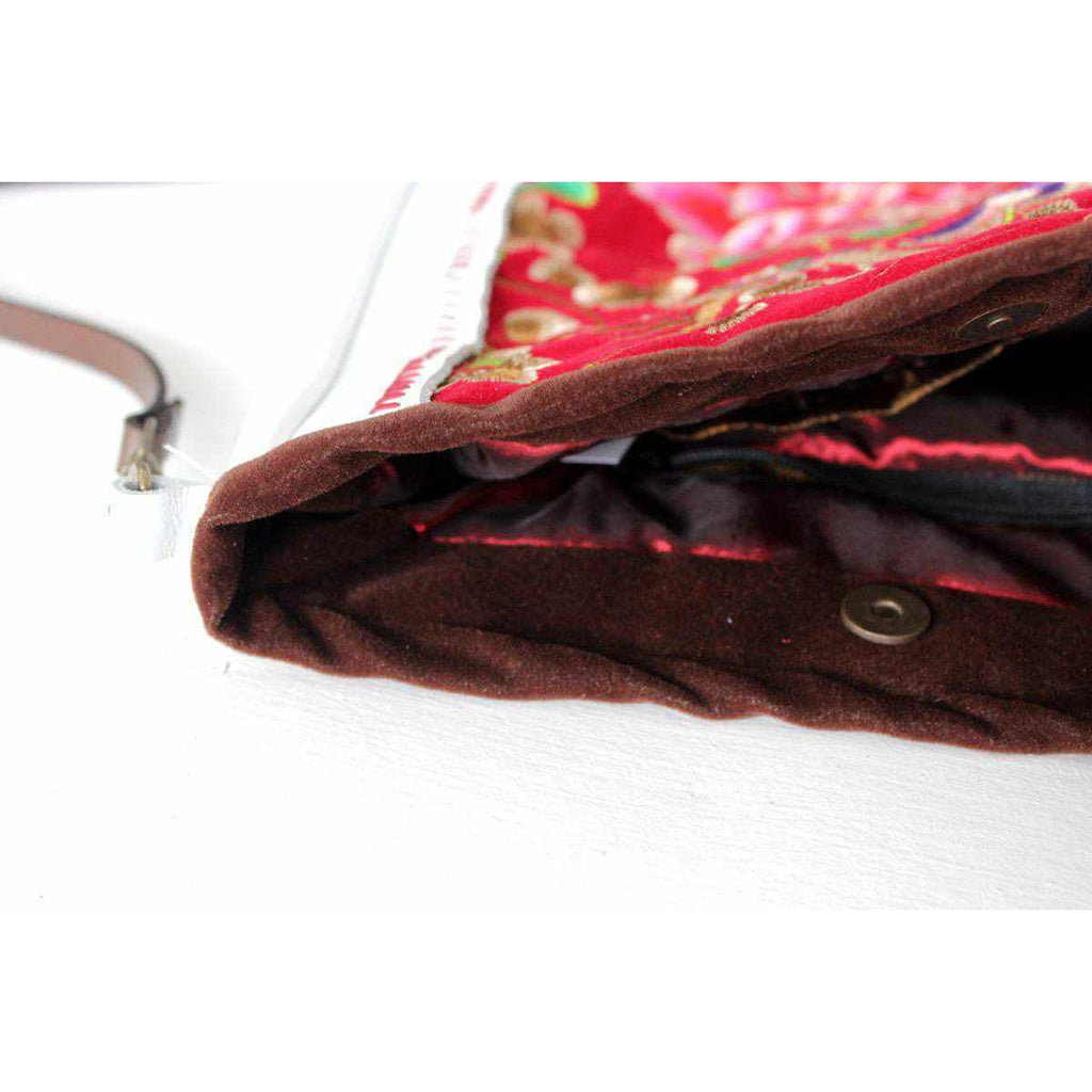 Leather Embroidered Crossbody Bag - Thailand