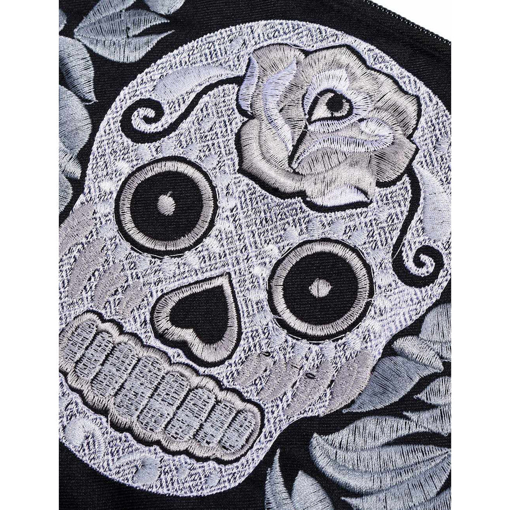 Sugar Skull Embroidered Wristlet Clutch Boho Day of the Dead Purse Fair Trade - Thailand