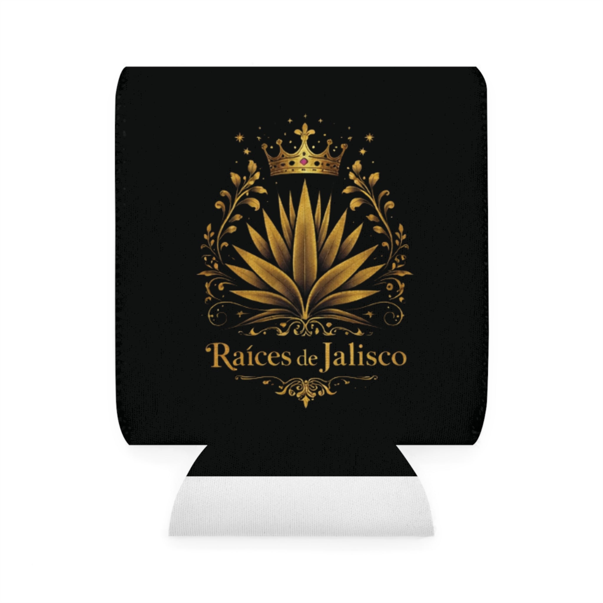 Can Cooler — Raíces de Jalisco Gold Agave Crown Design