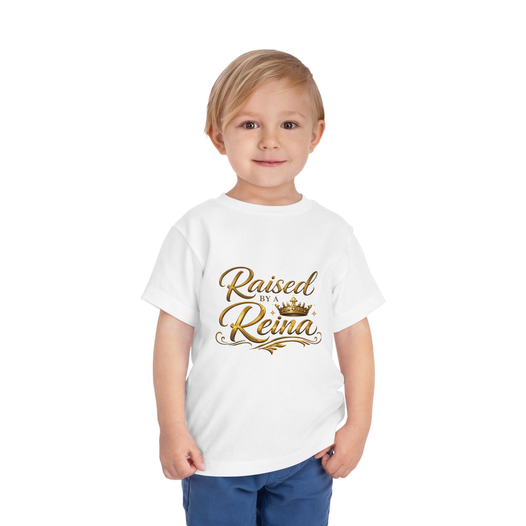 Raised by a Reina Toddler Tee | Gold Script Crown