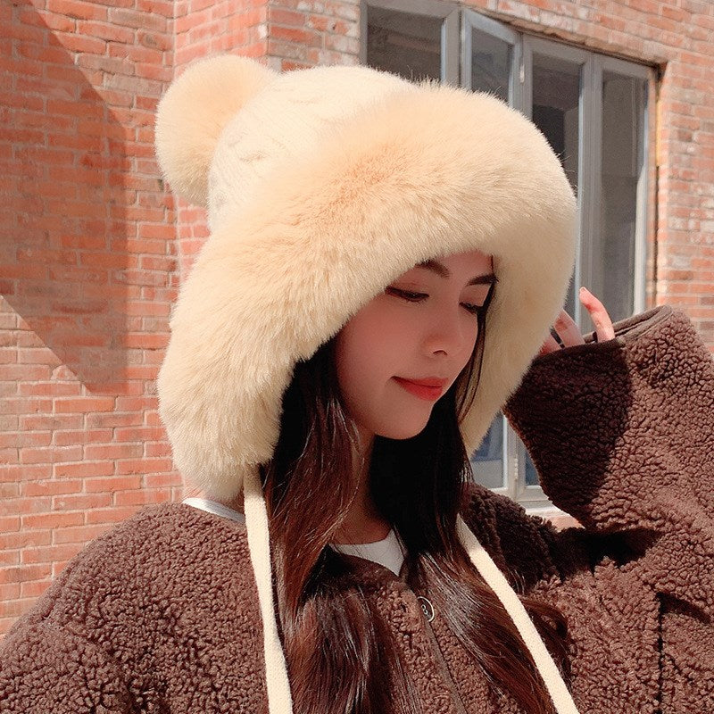 Houndstooth Pom-Pom Knit Winter Hat