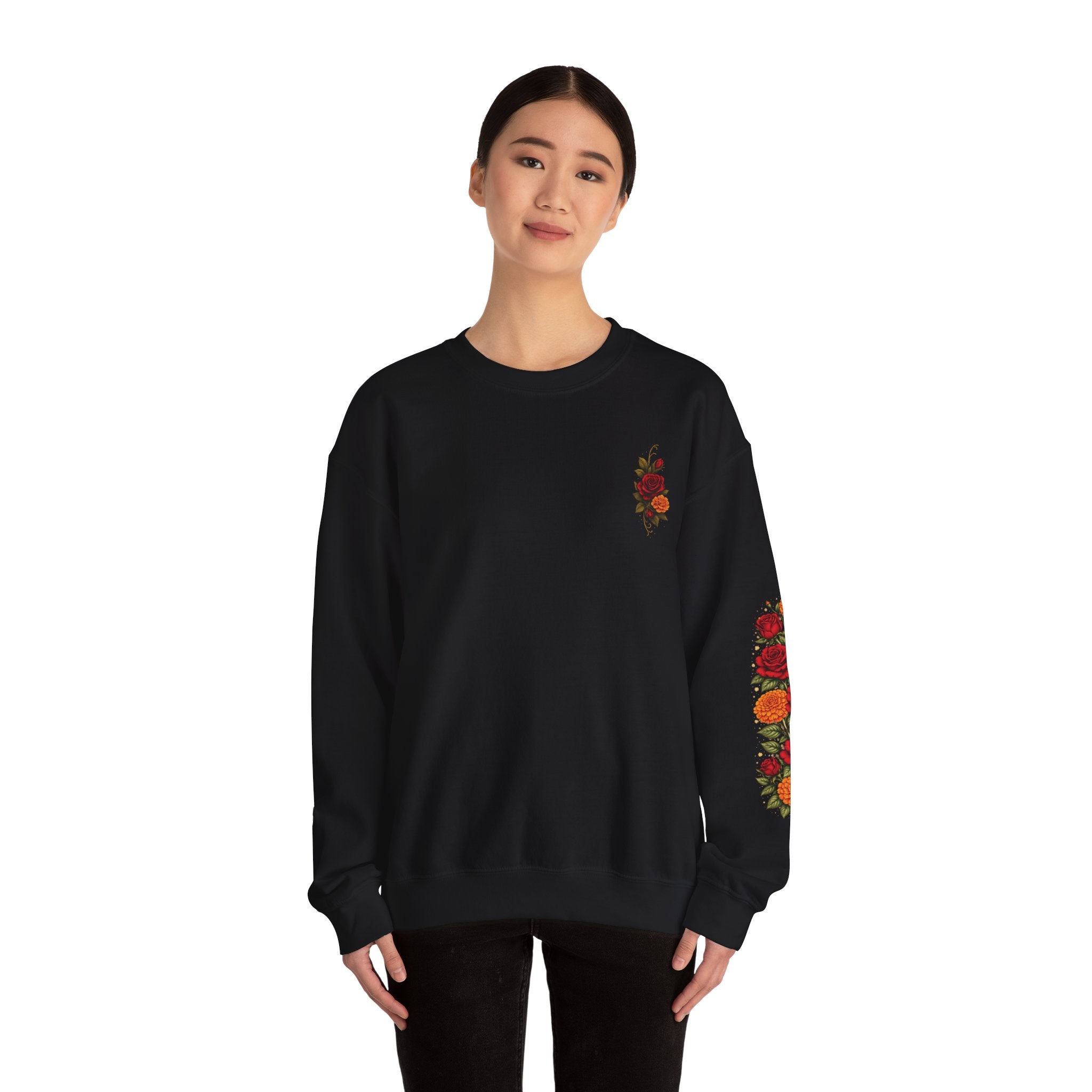 "Confidentemente única" Floral Sugar Skull Pullover Sweatshirt